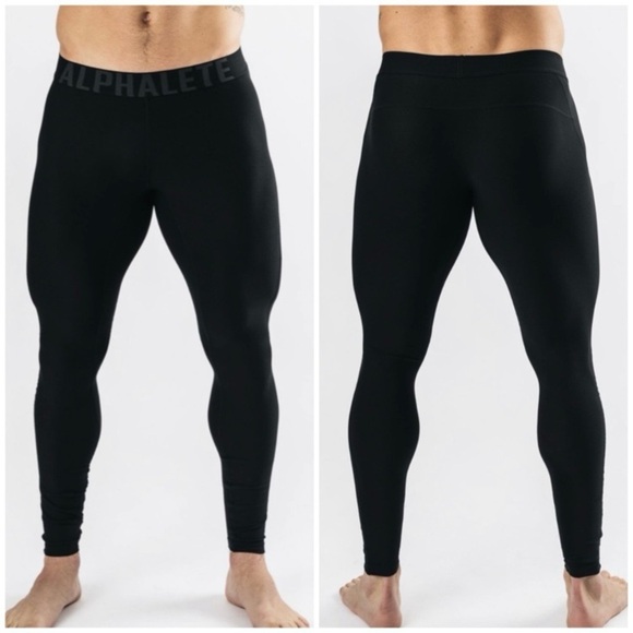 Alphalete black Collective Training Tights Leggings men's size small EUC - Picture 1 of 9